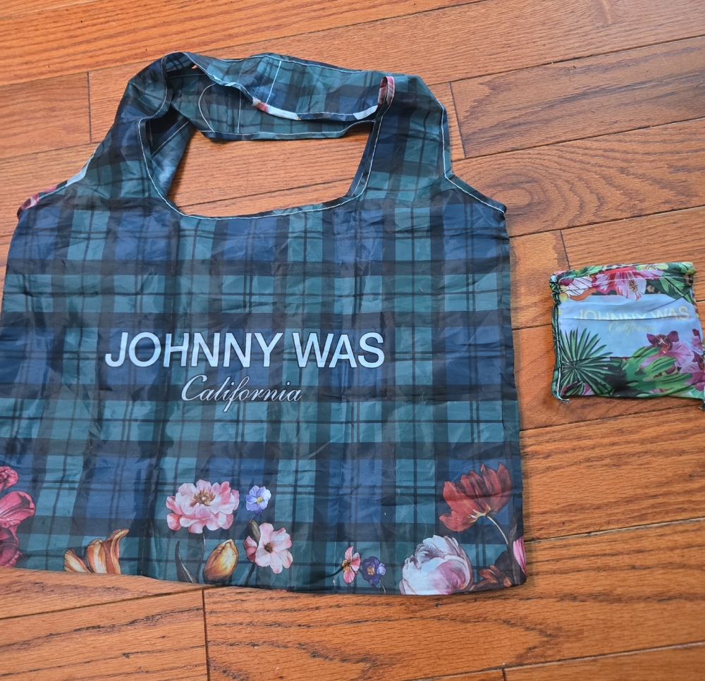 Johnny Was FoldableTote with Floral Border